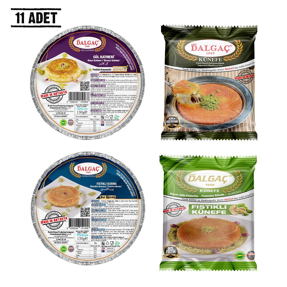 Lüks Paket - Dondurulmuş Künefe, Gül Katmeri ve Fıstıklı Burma