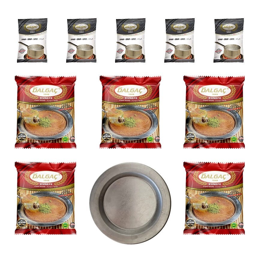 Hazır Künefe Paketi - 5 Adet Peynirli Künefe + 5 Adet Şerbet + 1 Adet Tabak