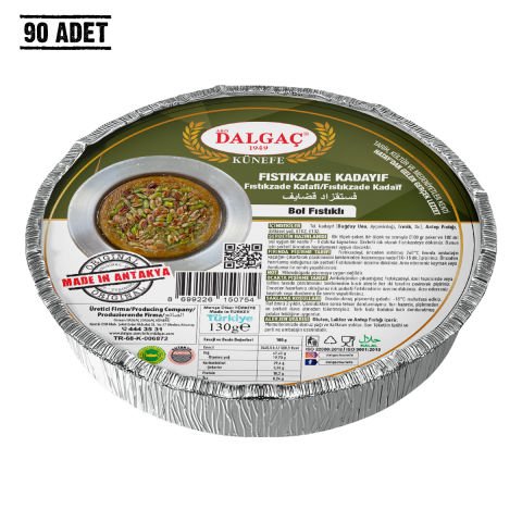 Folyo Tabak İçinde Dondurulmuş Fıstıkzade Kadayıf Büyük (90 Adet)